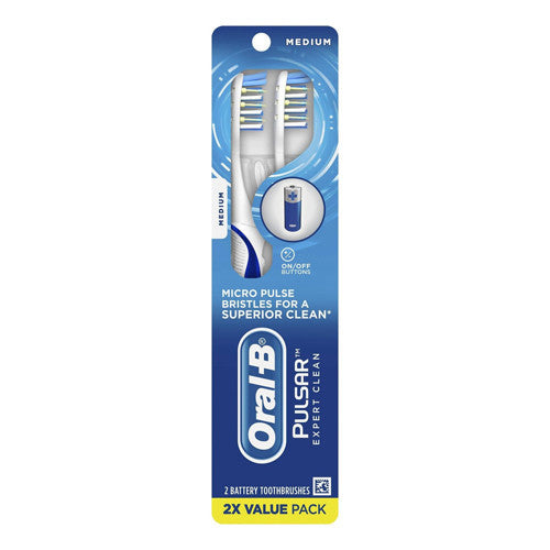 Oral B Pulsar Bristle Toothbrush Twin Pack, Medium, 2 Ea